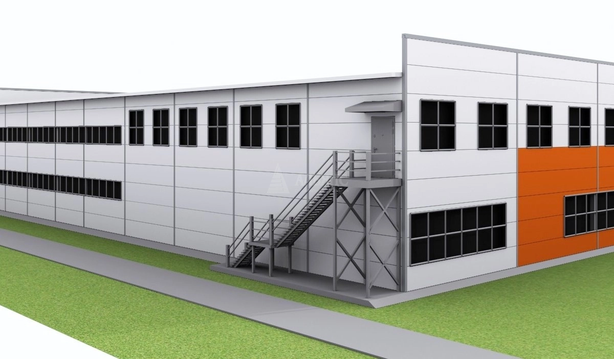 3D визуализация Проект СТО с АБК из сэндвич-панелей - фото 3