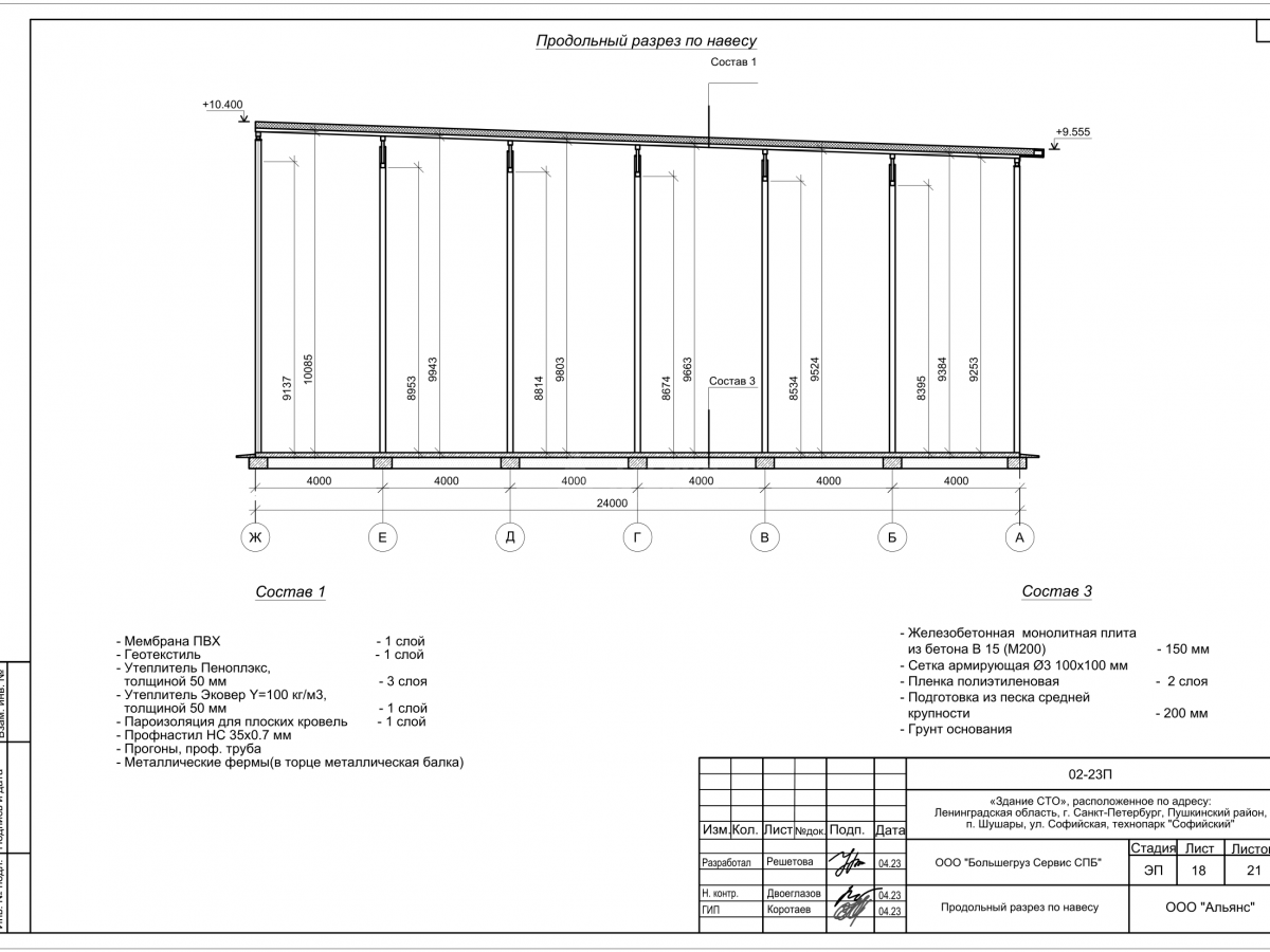 Планировка СТО с АБК с навесом  из сэндвич-панелей -  фото 8