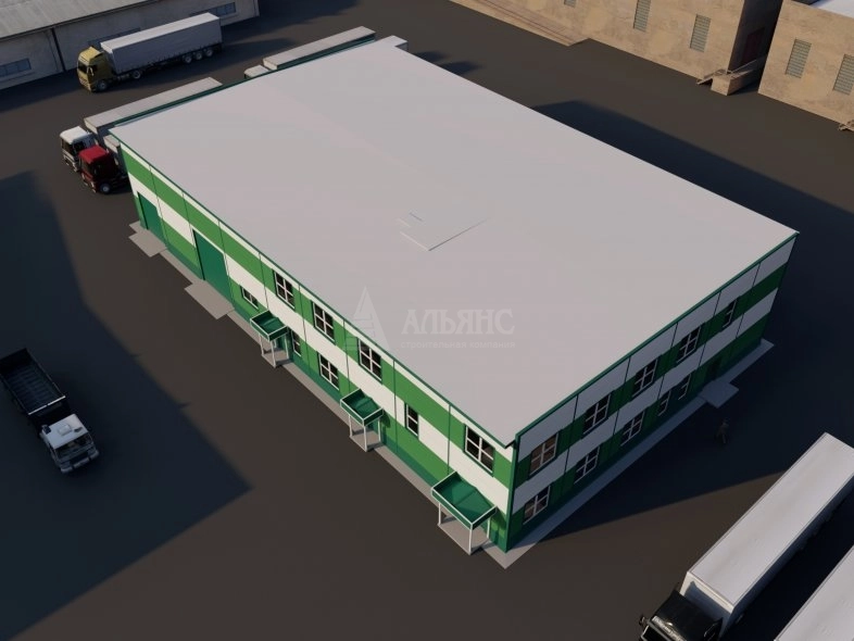 3D визуализация Офисно-складское здание из сэндвич-панелей - фото 6