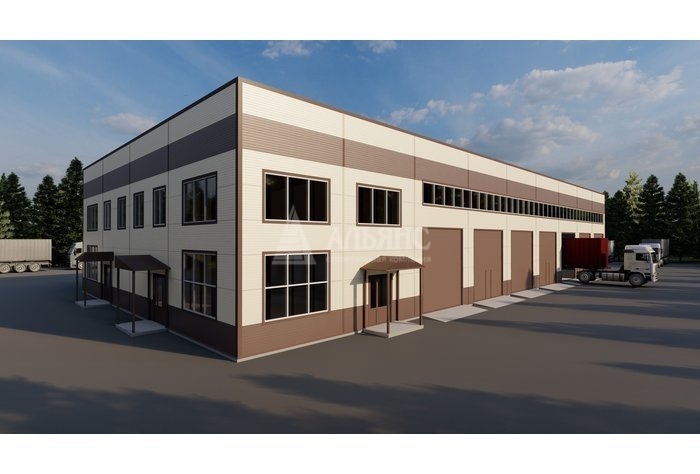 3D визуализация Здание АБК и СТО для фур - фото 2
