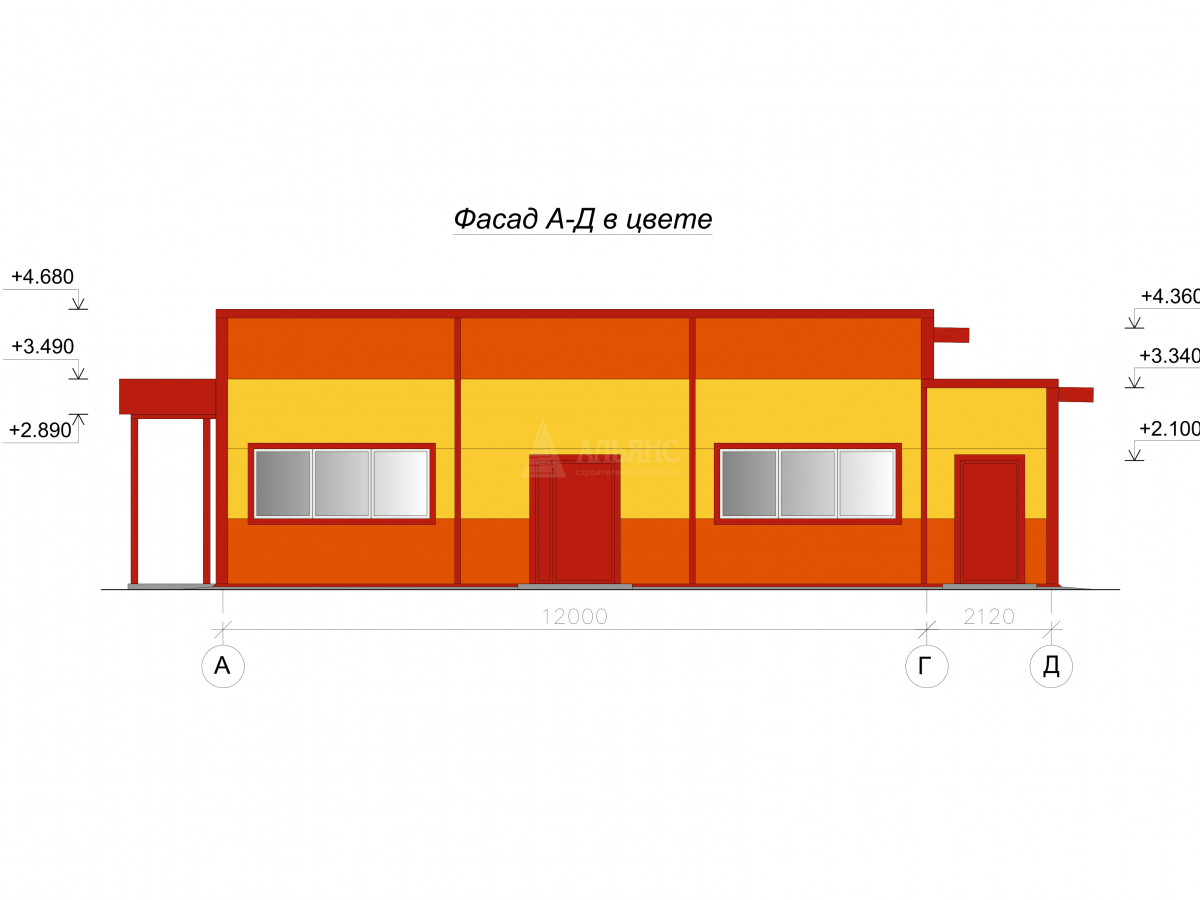 3D визуализация Административно-офисное здание из сэндвич-панелей - фото 2